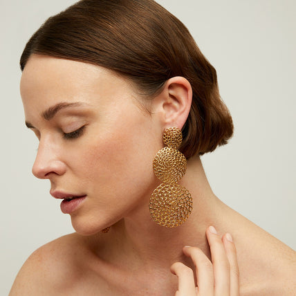 Boucles d'oreilles Onde Gourmette double dorées