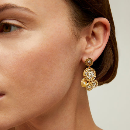 Gold Two-Row Sequin Earrings