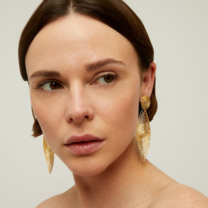Longwave Earrings small size , Gold
