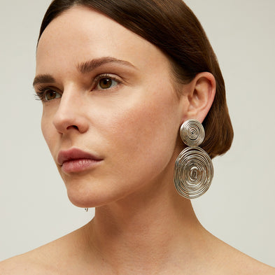 Boucles d'oreilles Wave grand modèle argentées