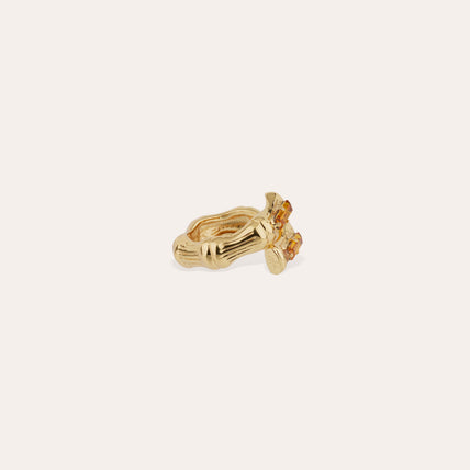 Bague Bambou Liane strass dorée