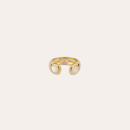 Bague Saint Germain dorée - Nacre blanche