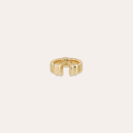 Bague Strada Jonc dorée - Cornaline & Oeil de tigre