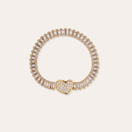 Pulsera con corazón y lentejuelas doradas 