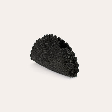 Sun-Clutch aus Raffia – Schwarz